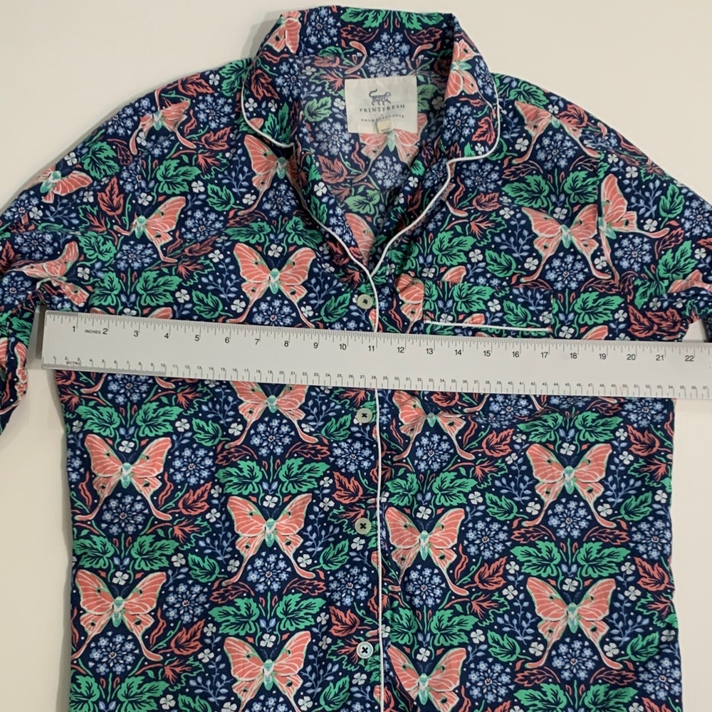 Printfresh x Anthropologie Butterfly Organic Cotton Pajama Top Shirt M - Picture 10 of 12